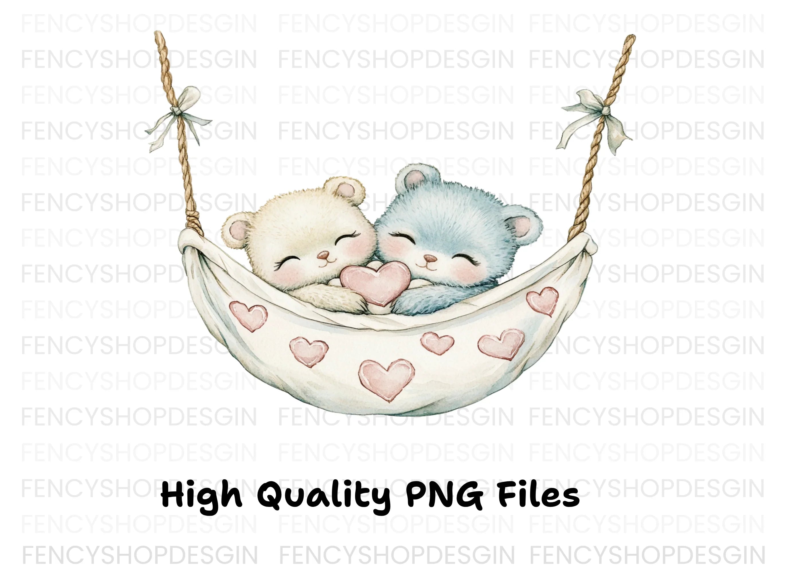 Sleeping Bear Couples in Hammocks Clipart Bundle