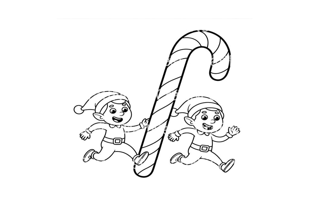 Candy Cane Elf Christmas Coloring Books