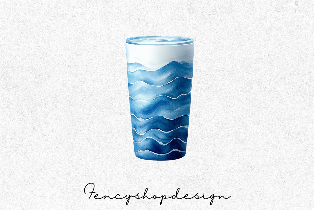 Deep Blue Ocean Wave Tumbler Designs Clipart Bundle