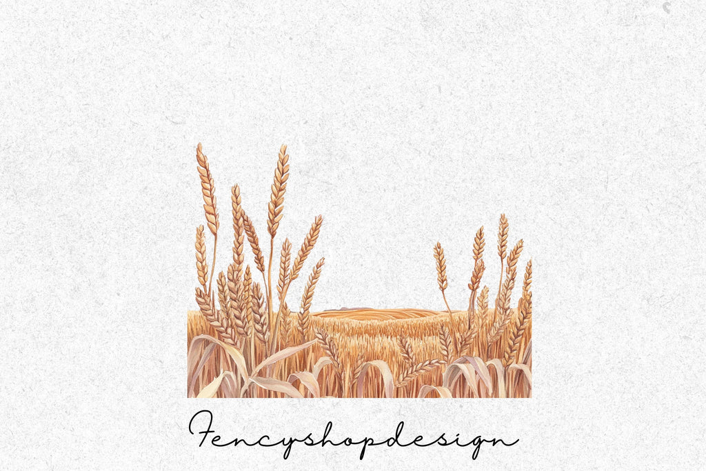 Golden Wheat Stalks Field Clipart Bundle