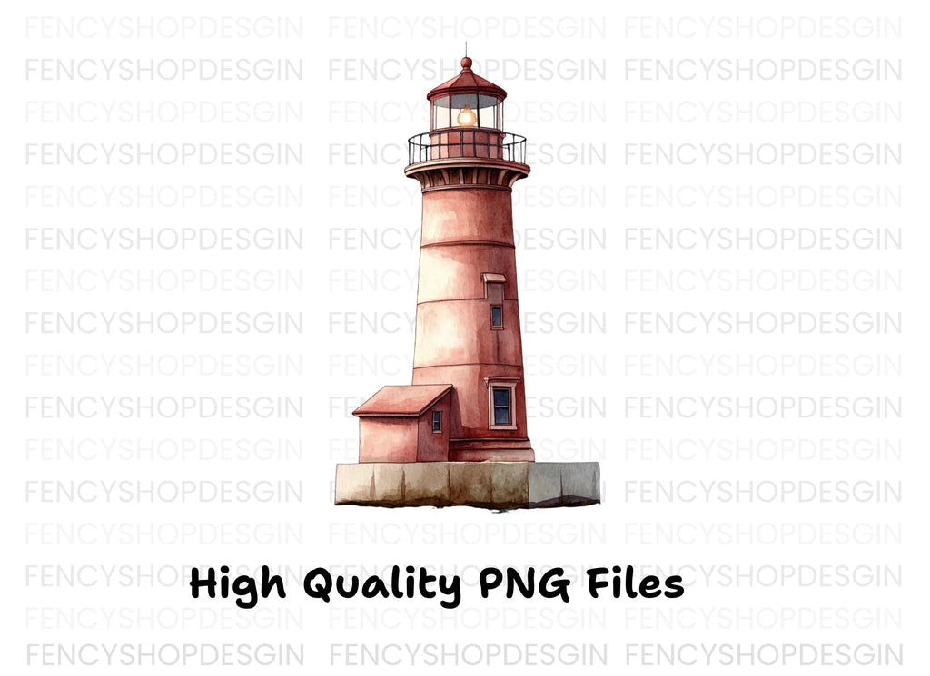 Single Red Lighthouse Clipart Bundle