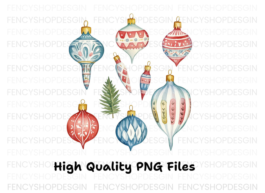 Christmas Ornaments Clipart Bundle