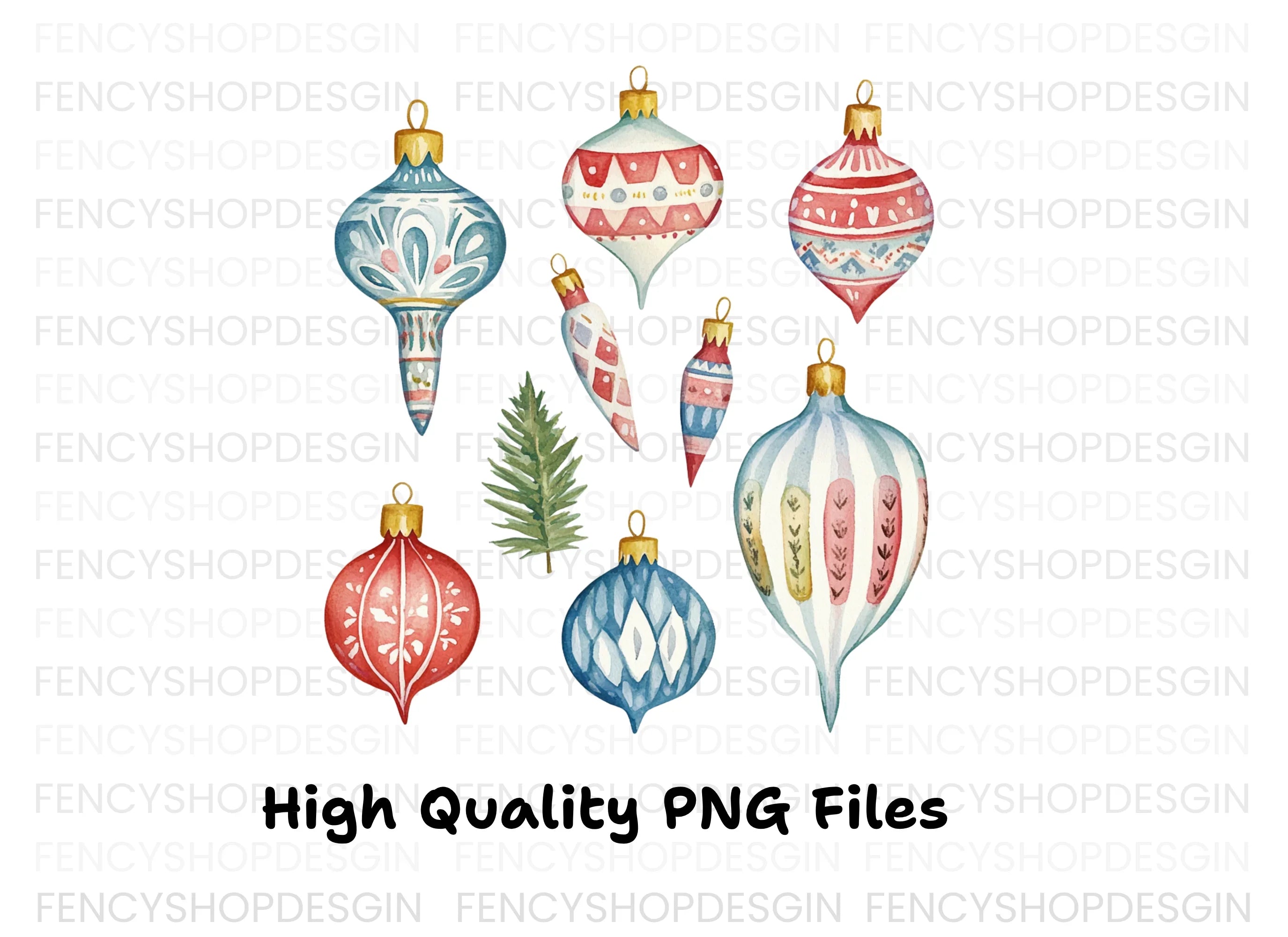 Christmas Ornaments Clipart Bundle