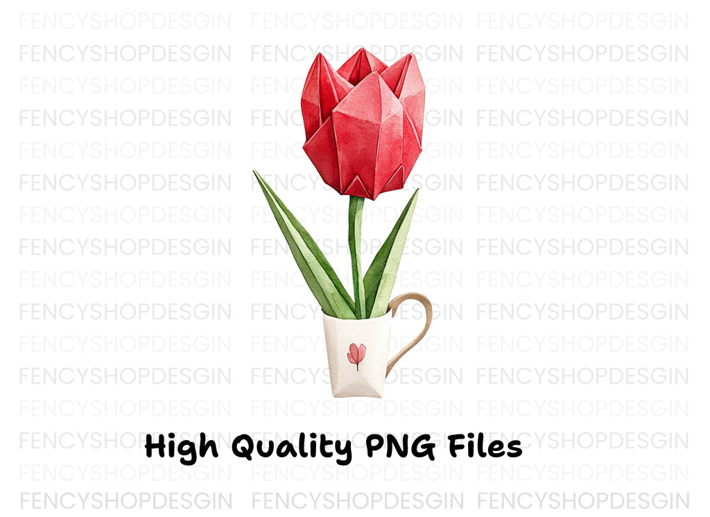 Origami Tulip Clipart Bundle