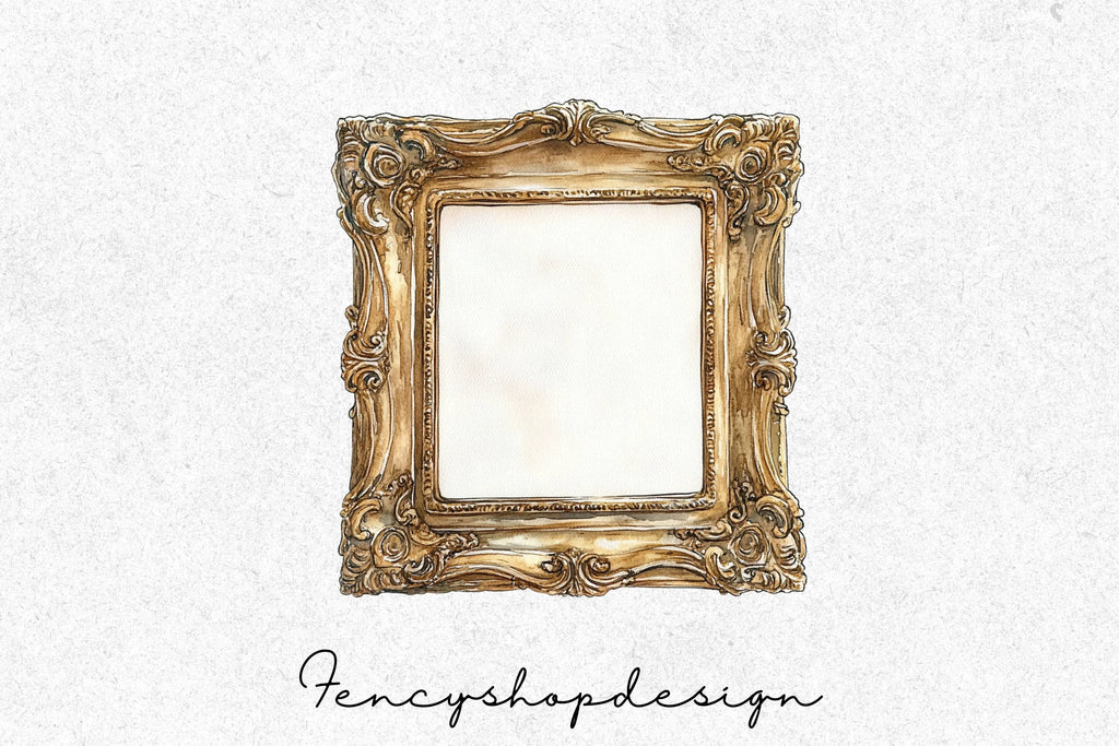 Vintage Ornate Gold Frames Clipart Bundle