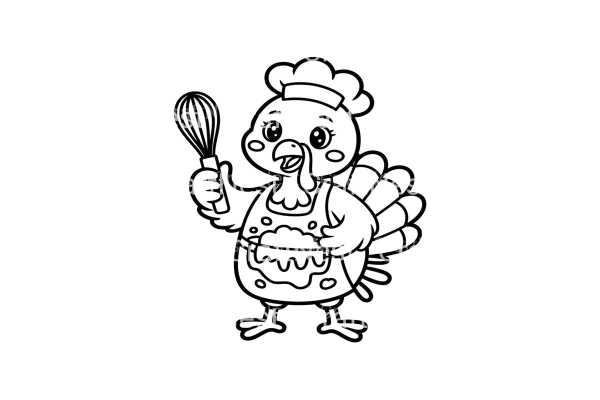 Cute Turkey Chefs Coloring Books
