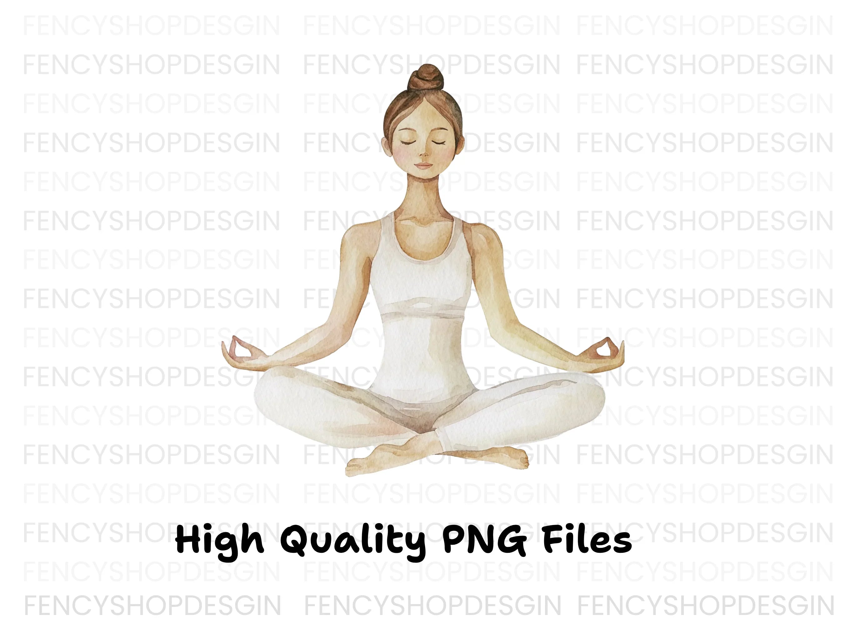 Meditating Woman Yoga Pose Clipart Bundle