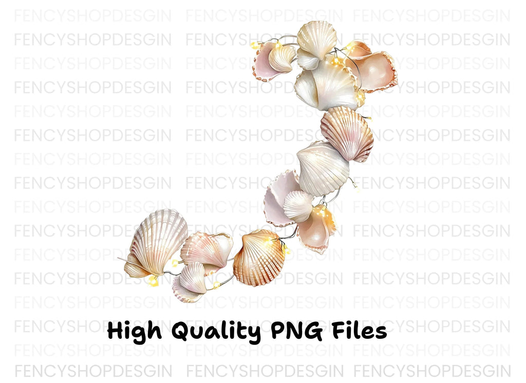 Shimmering Seashell Garland Clipart Bundle