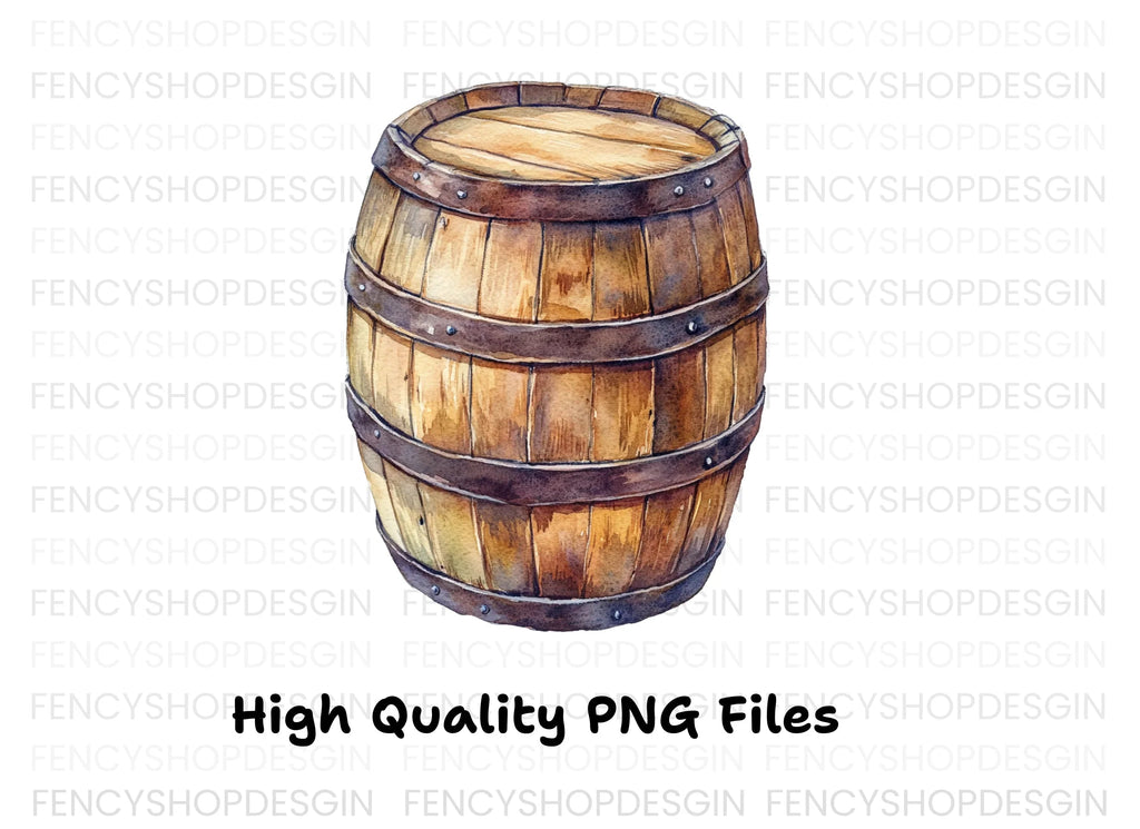 Wooden Barrels Clipart Bundle