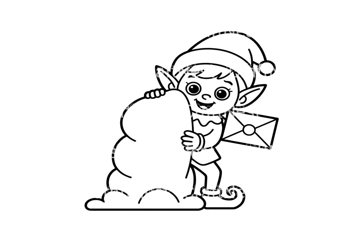 Christmas Elf With Letter Coloring Books