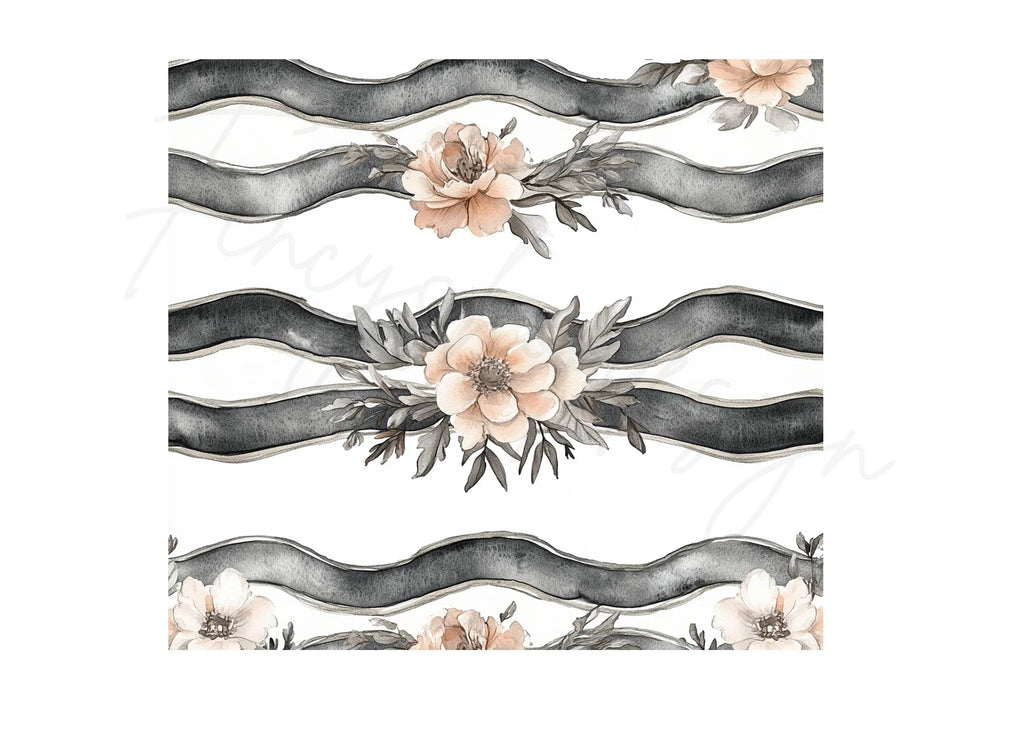Elegant Floral Striped Seamless Pattern Clipart Bundle