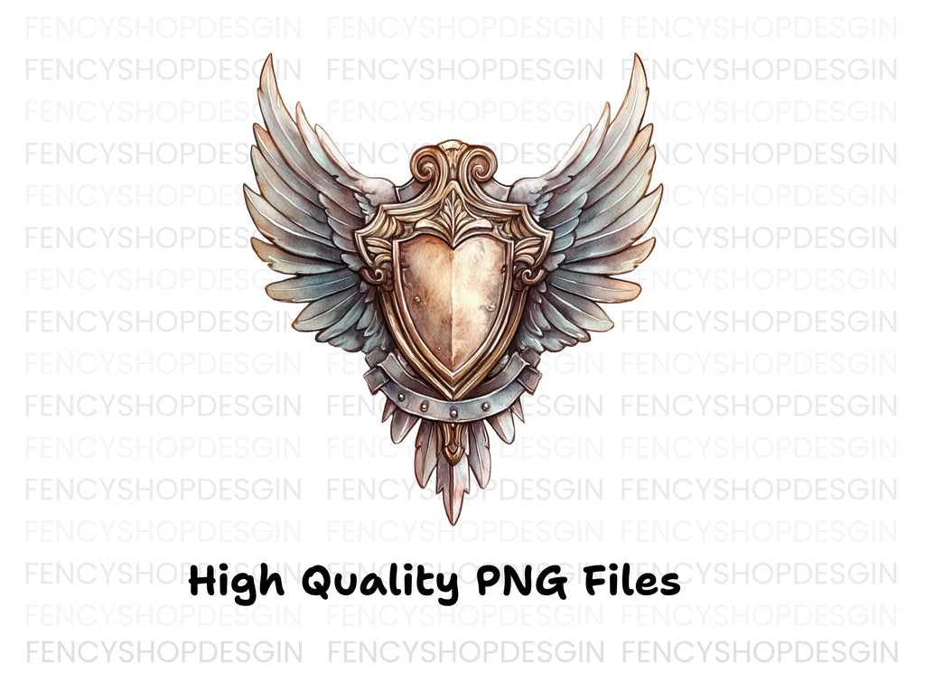 Two Winged Shields Clipart Bundle