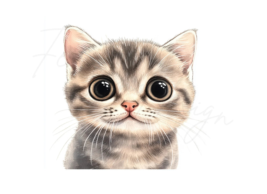 Adorable Big Eyed Kitten Faces Clipart Bundle