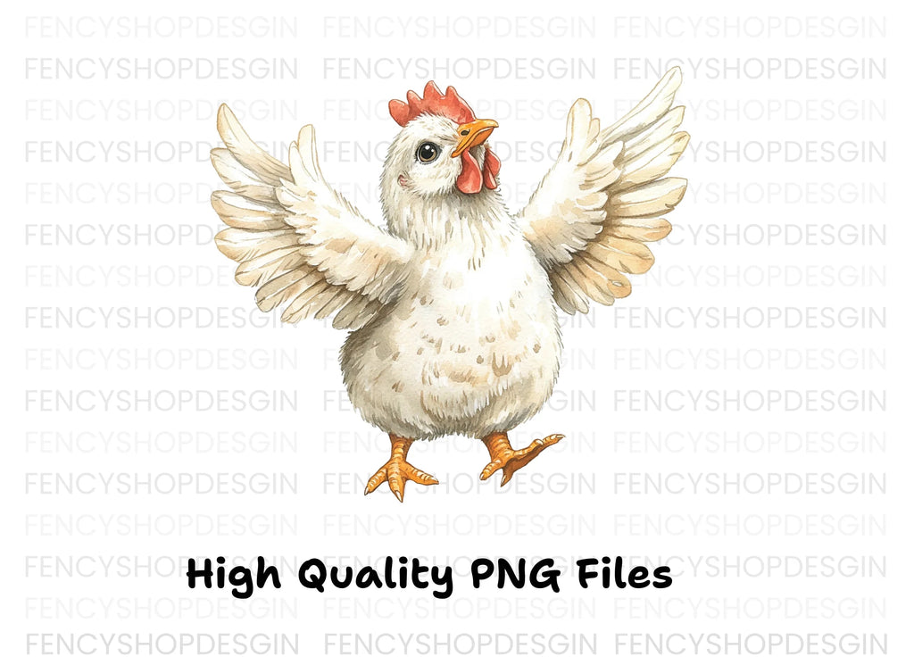 Cute White Chicken Clipart Bundle