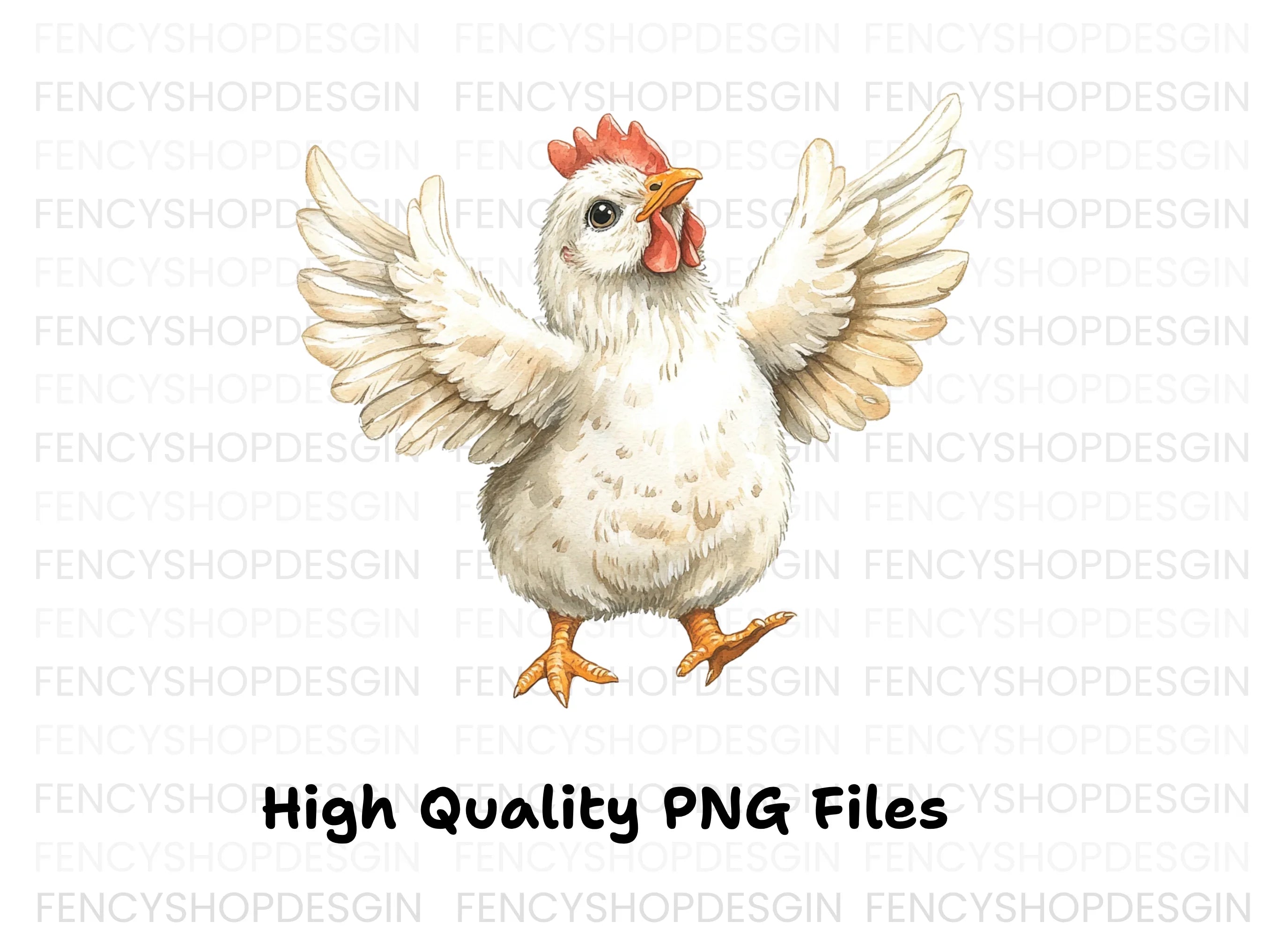 Cute White Chicken Clipart Bundle