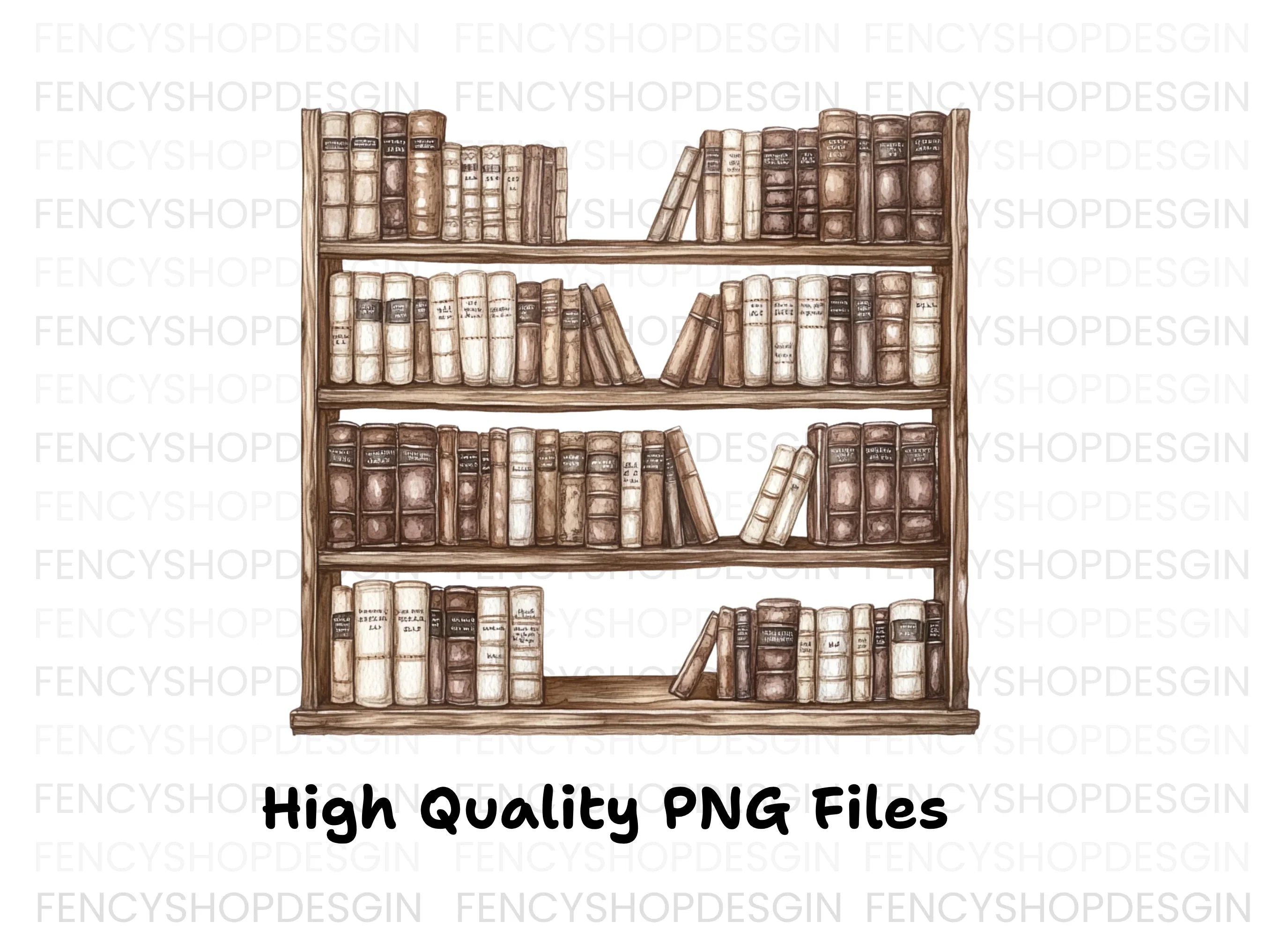 Vintage Bookshelf Clipart Bundle