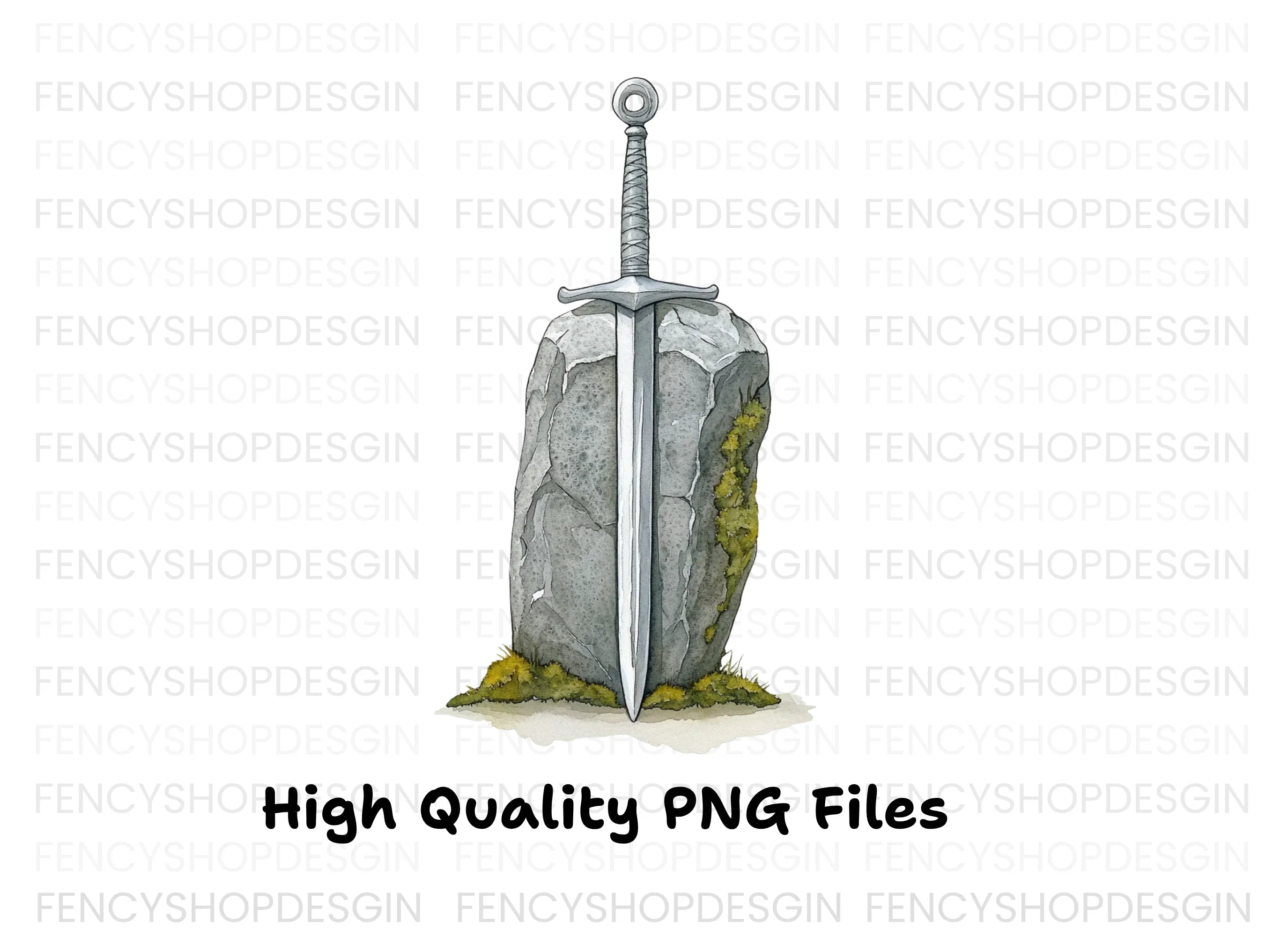 Excalibur Sword in Stone Clipart Bundle