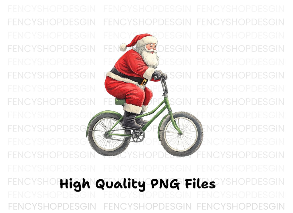 Santa Claus Riding Bicycle Clipart Bundle