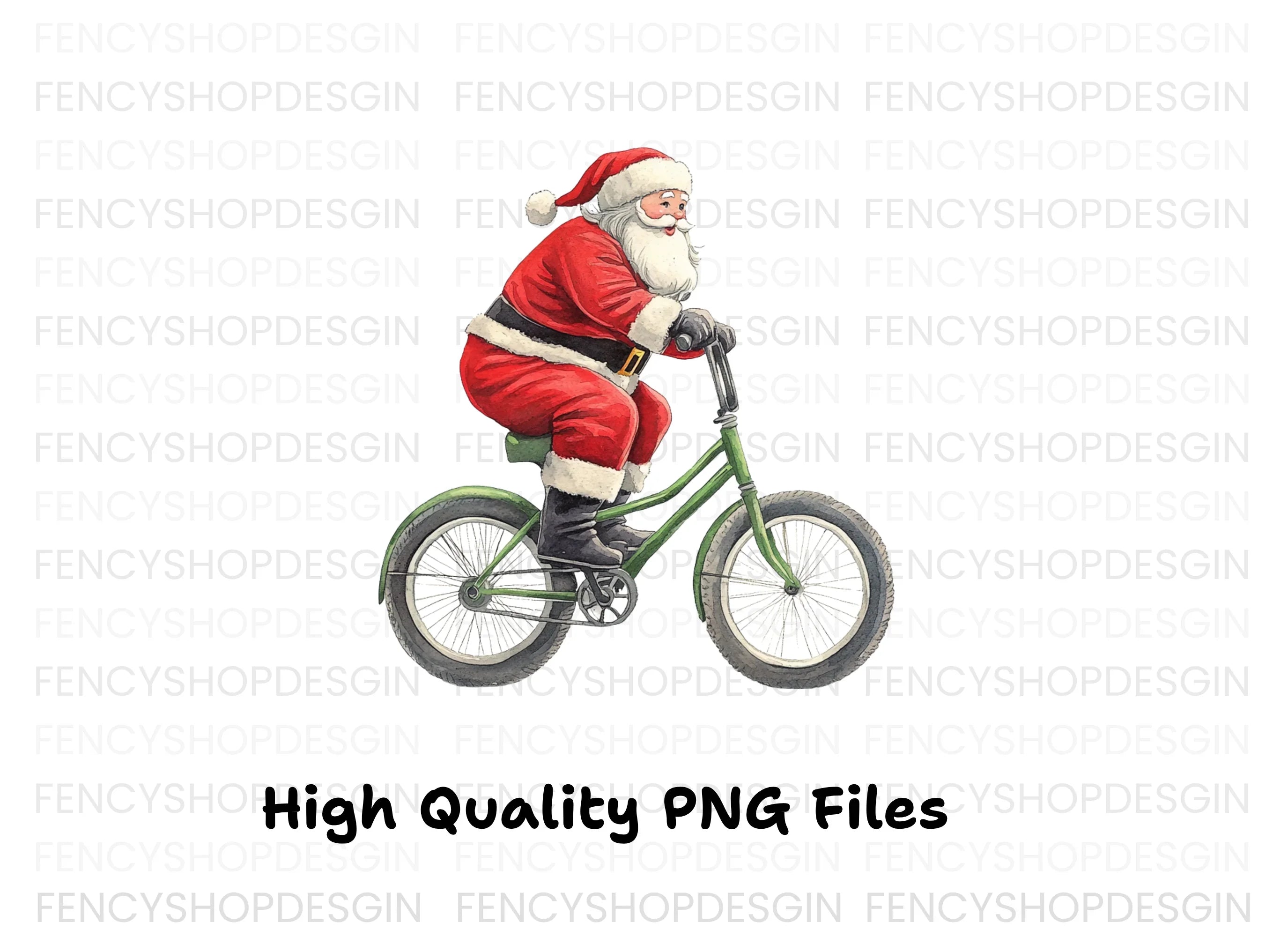 Santa Claus Riding Bicycle Clipart Bundle
