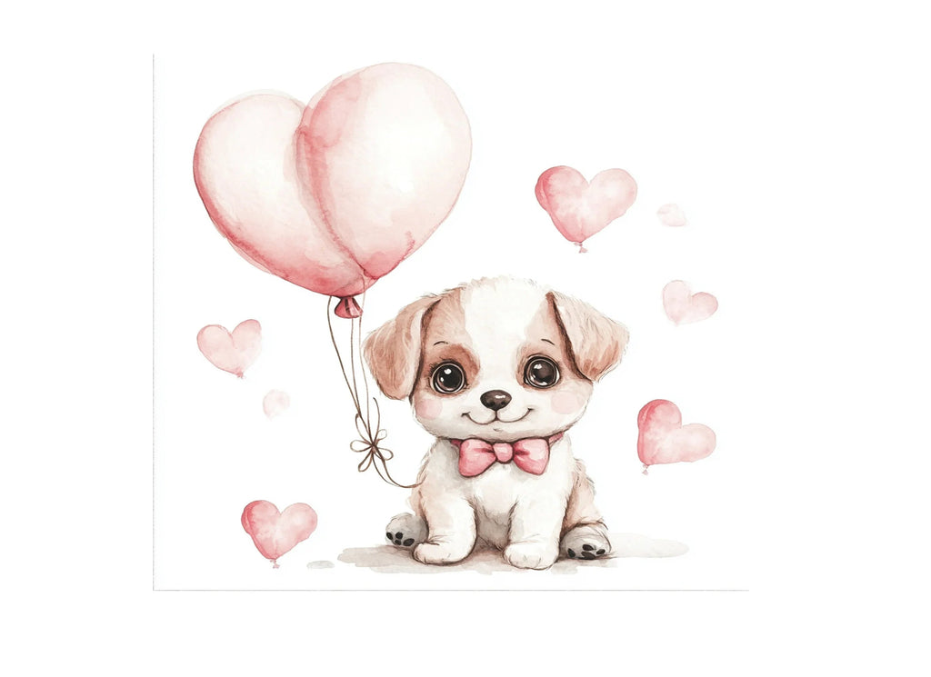 Cute Puppy with Balloons Clipart Bundle