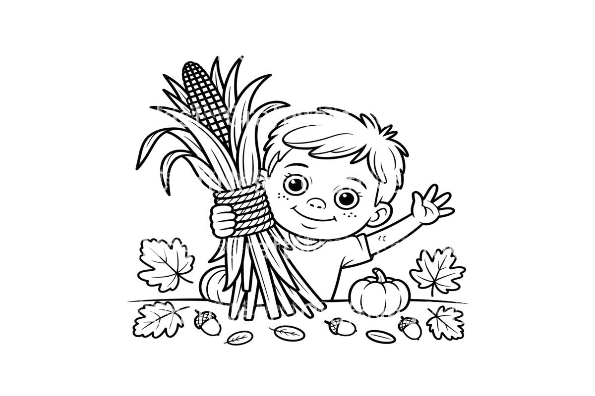 Kids Autumn Corn Harvest Coloring Books