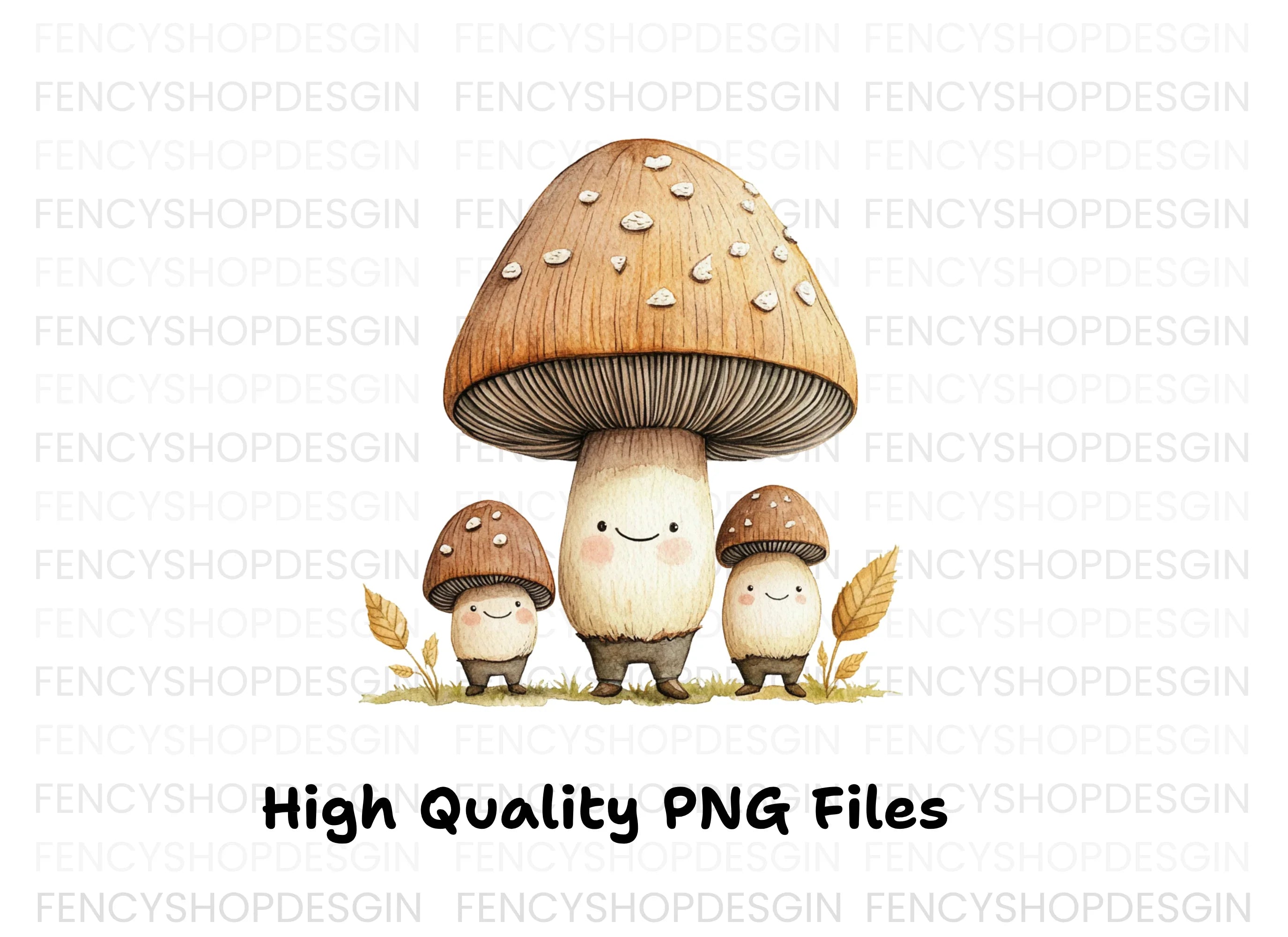 Cute Mushroom Family Clipart Bundle
