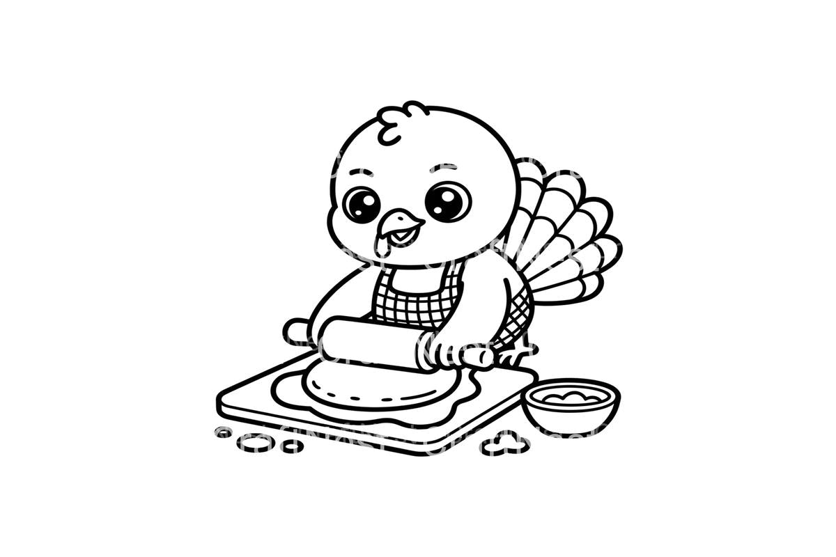 Cute Turkey Baking Coloring Books