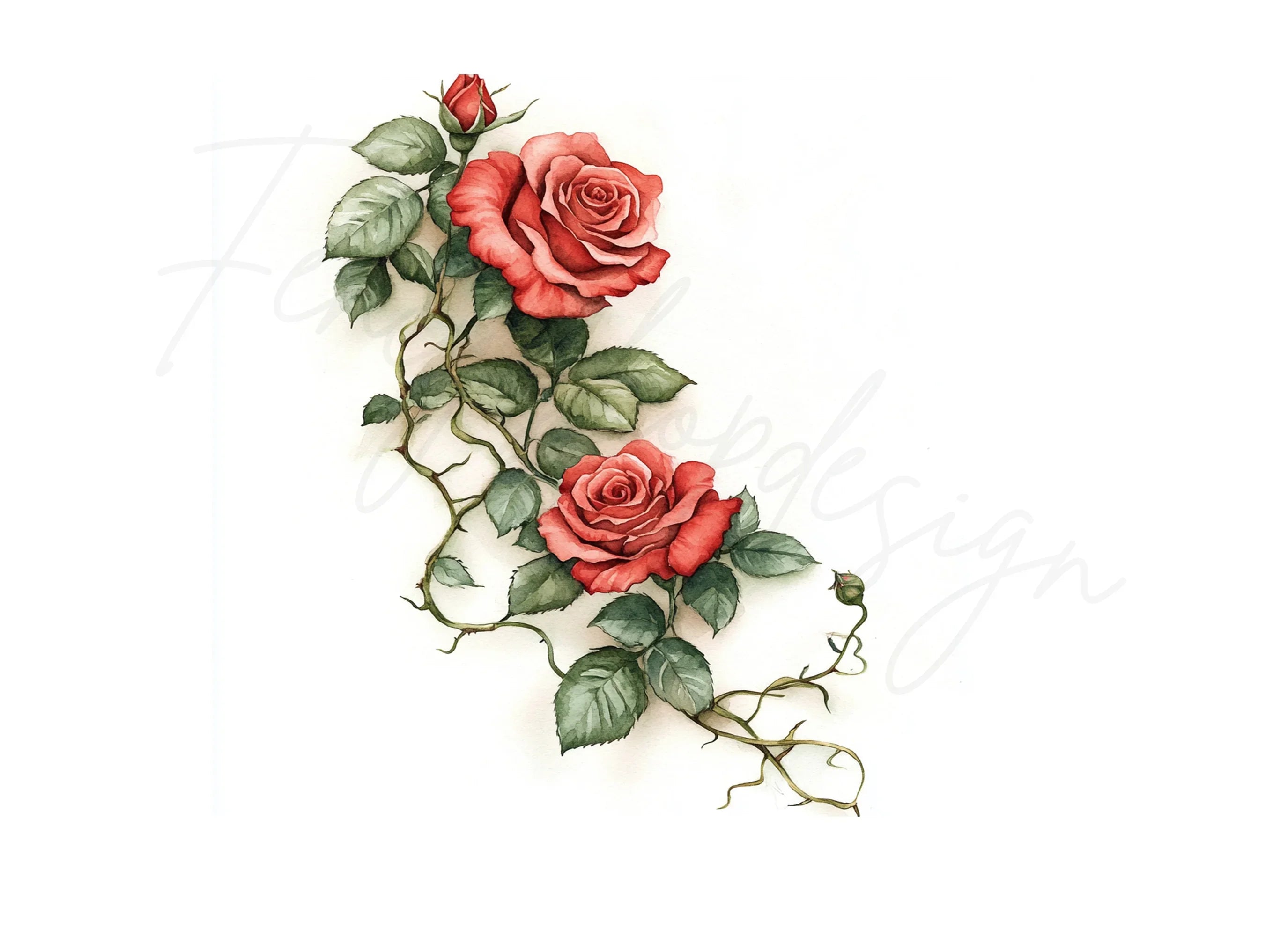 Red Roses Clipart Bundle