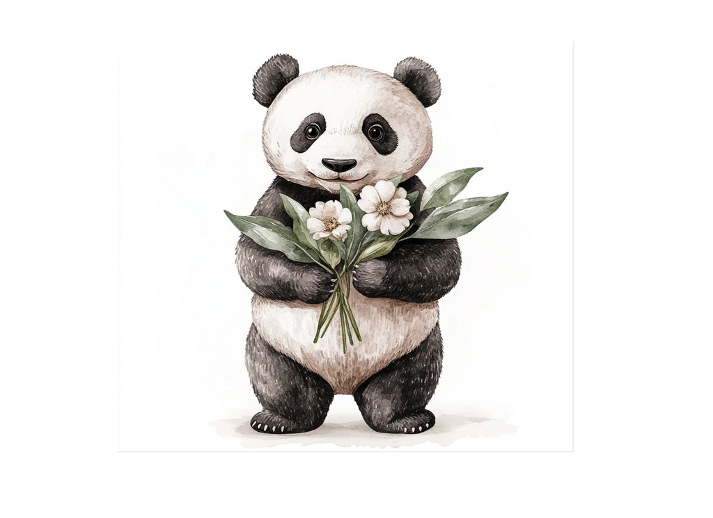 Cute Panda with Flowers Clipart Bundle