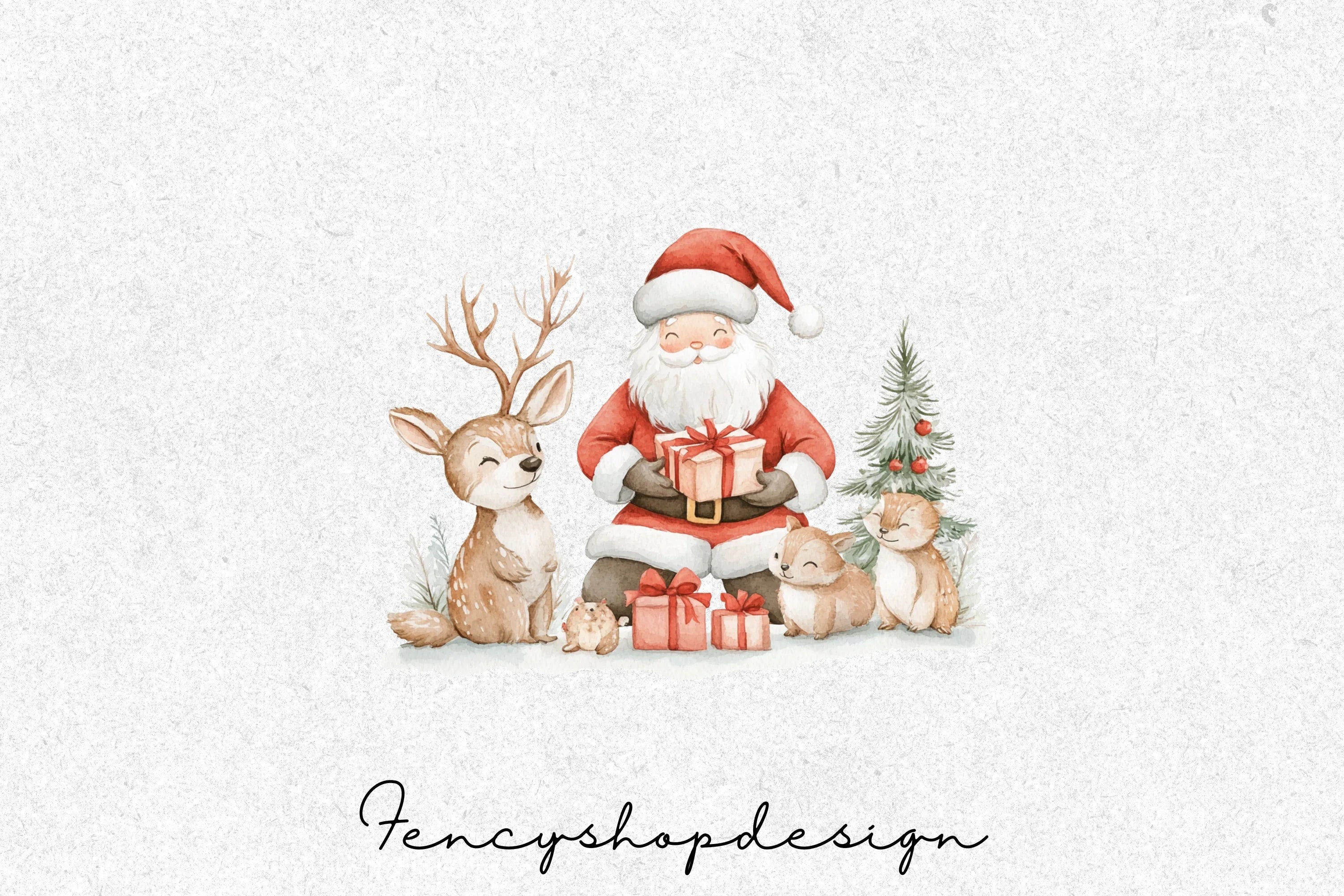 Santa and Reindeer Christmas Clipart Bundle