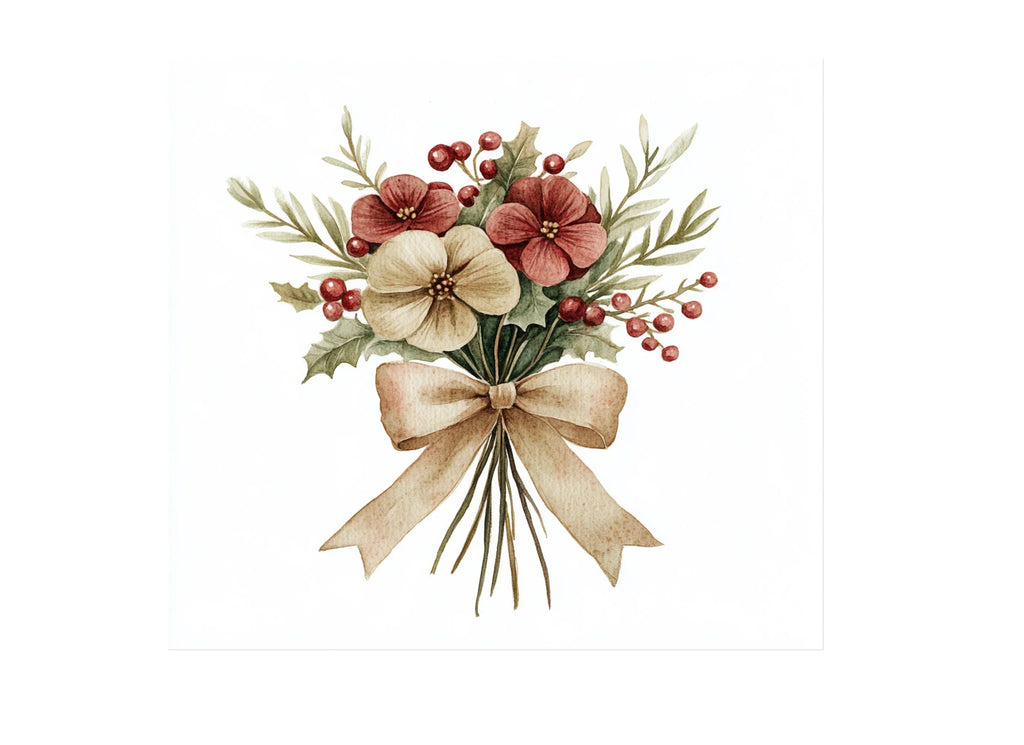Christmas Floral Bouquets Clipart Bundle