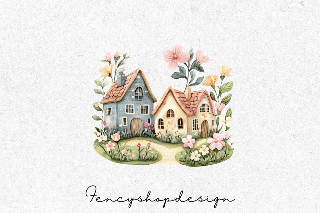 Whimsical Fantasy Houses Clipart Bundle