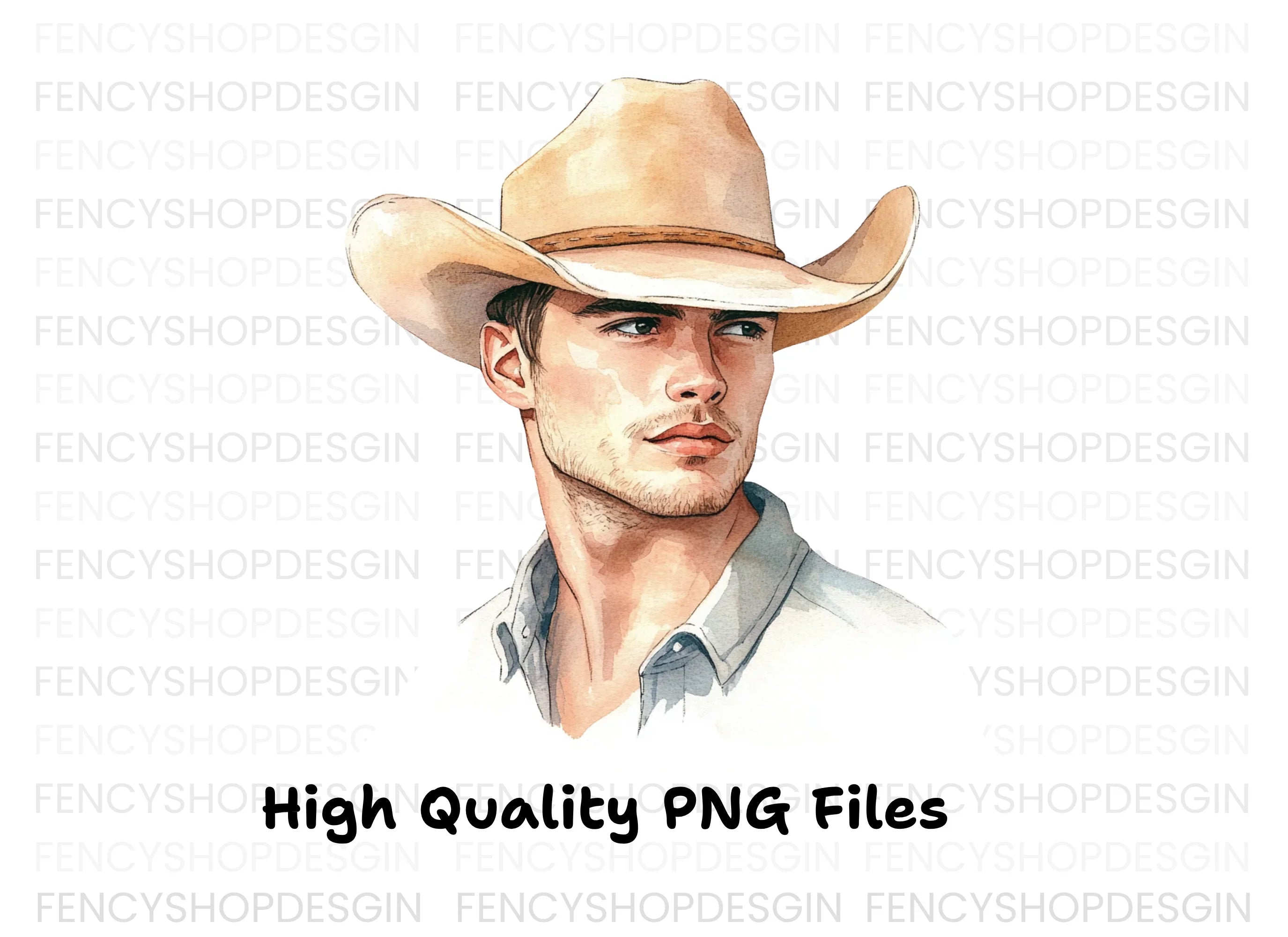 Handsome Cowboy Portrait Clipart Bundle