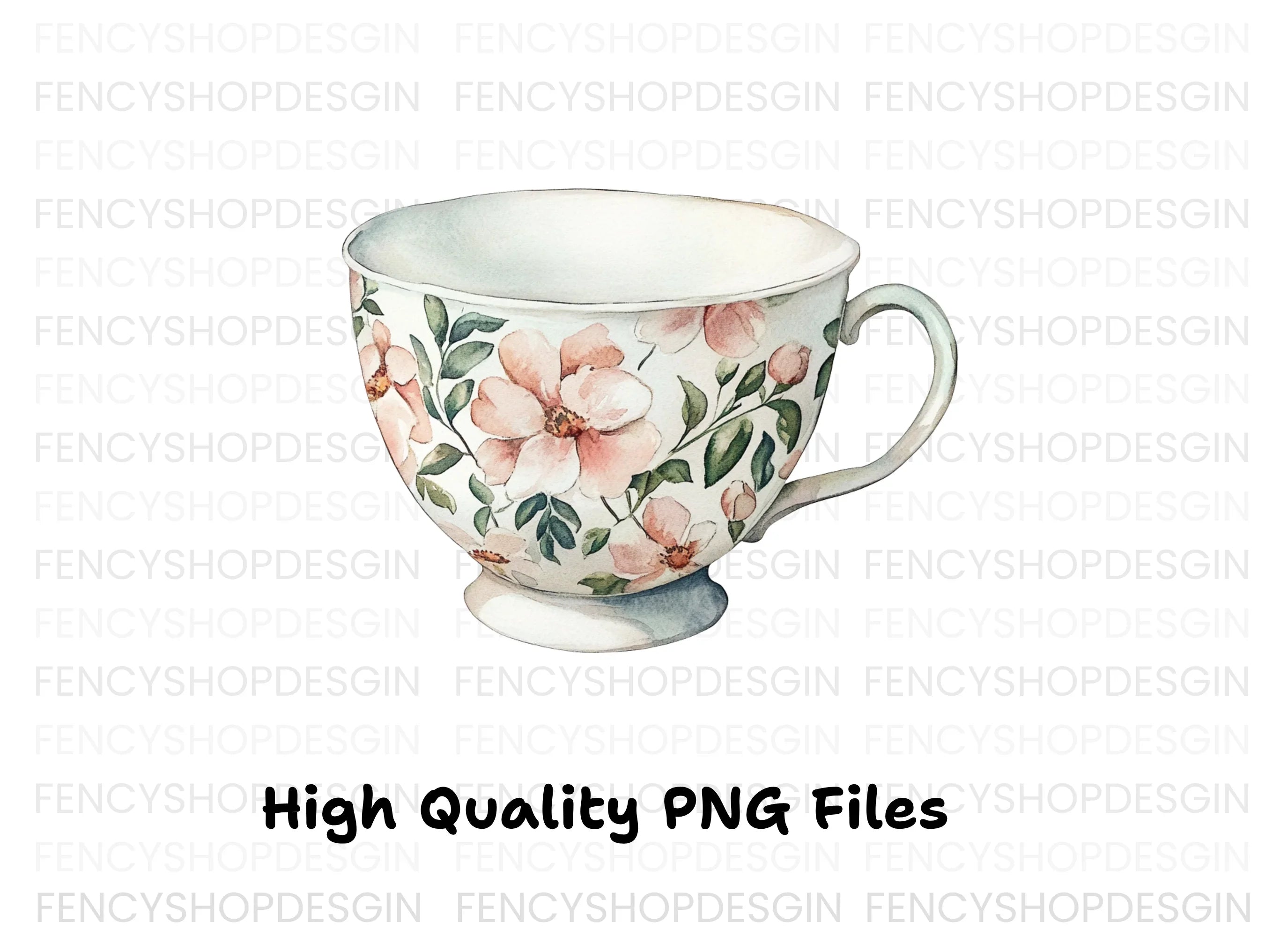 Elegant Floral Teacup Clipart Bundle