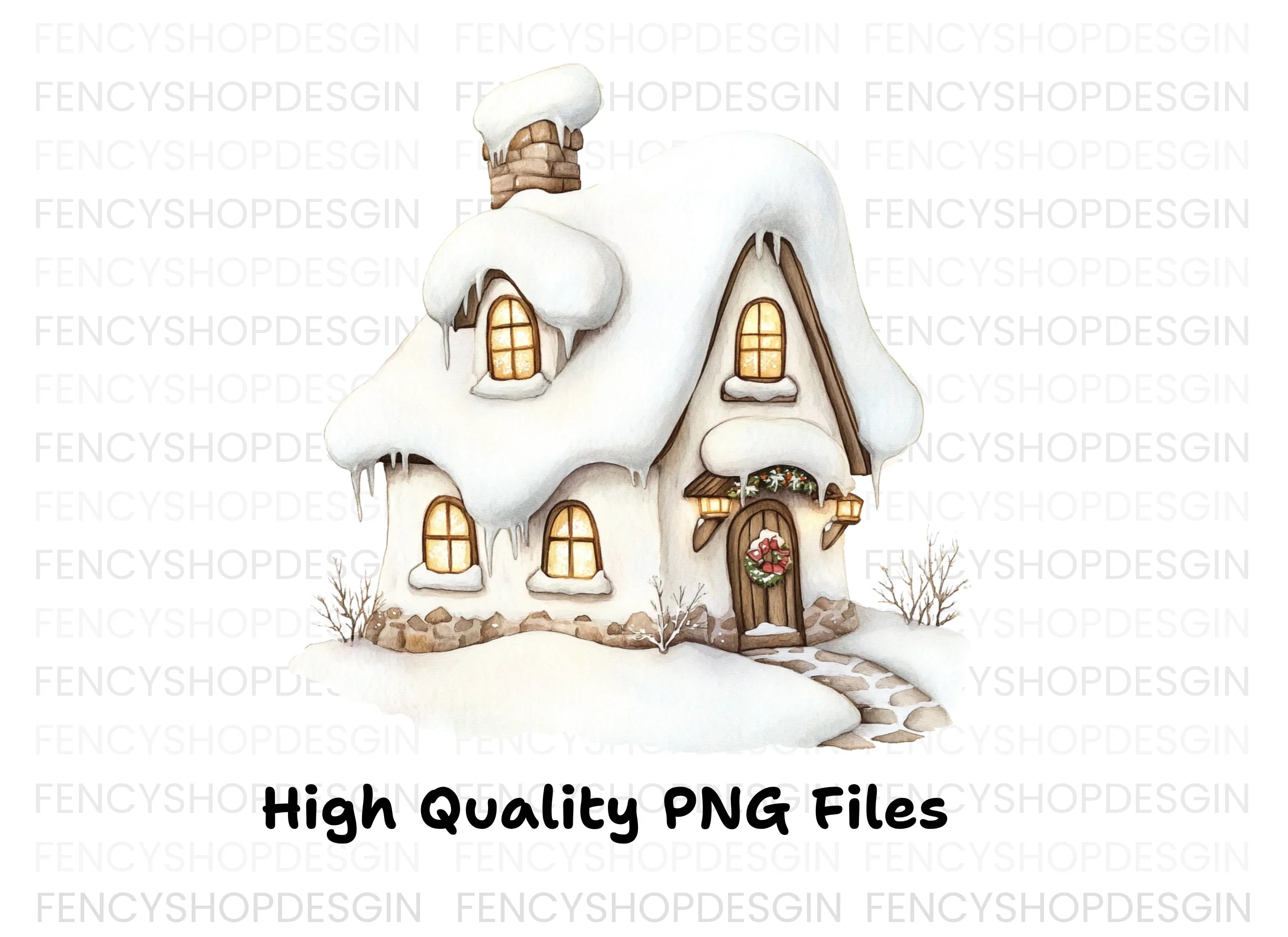 Cozy Winter Cottage Clipart Bundle