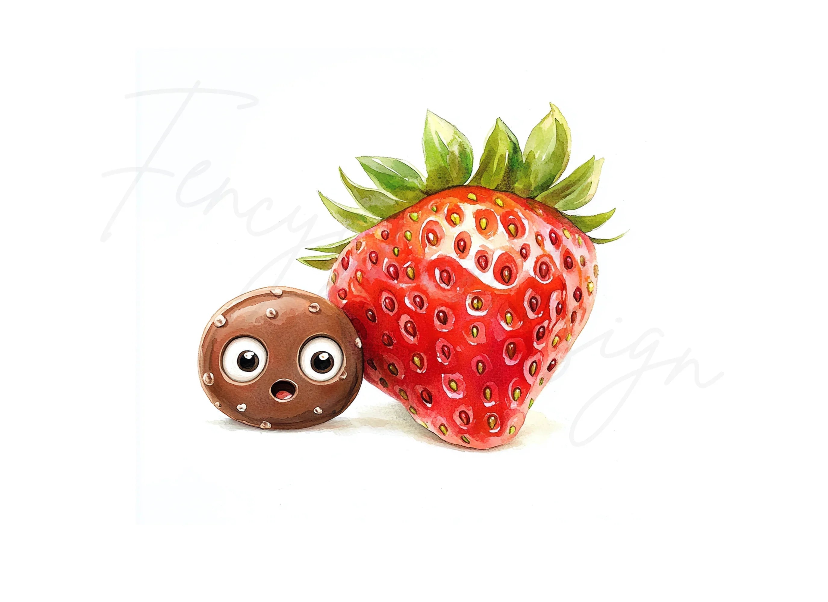 Cute Strawberry Chocolate Clipart Bundle