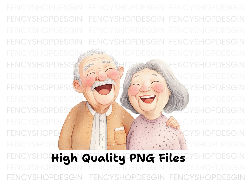 Happy Elderly Couple Clipart Bundle
