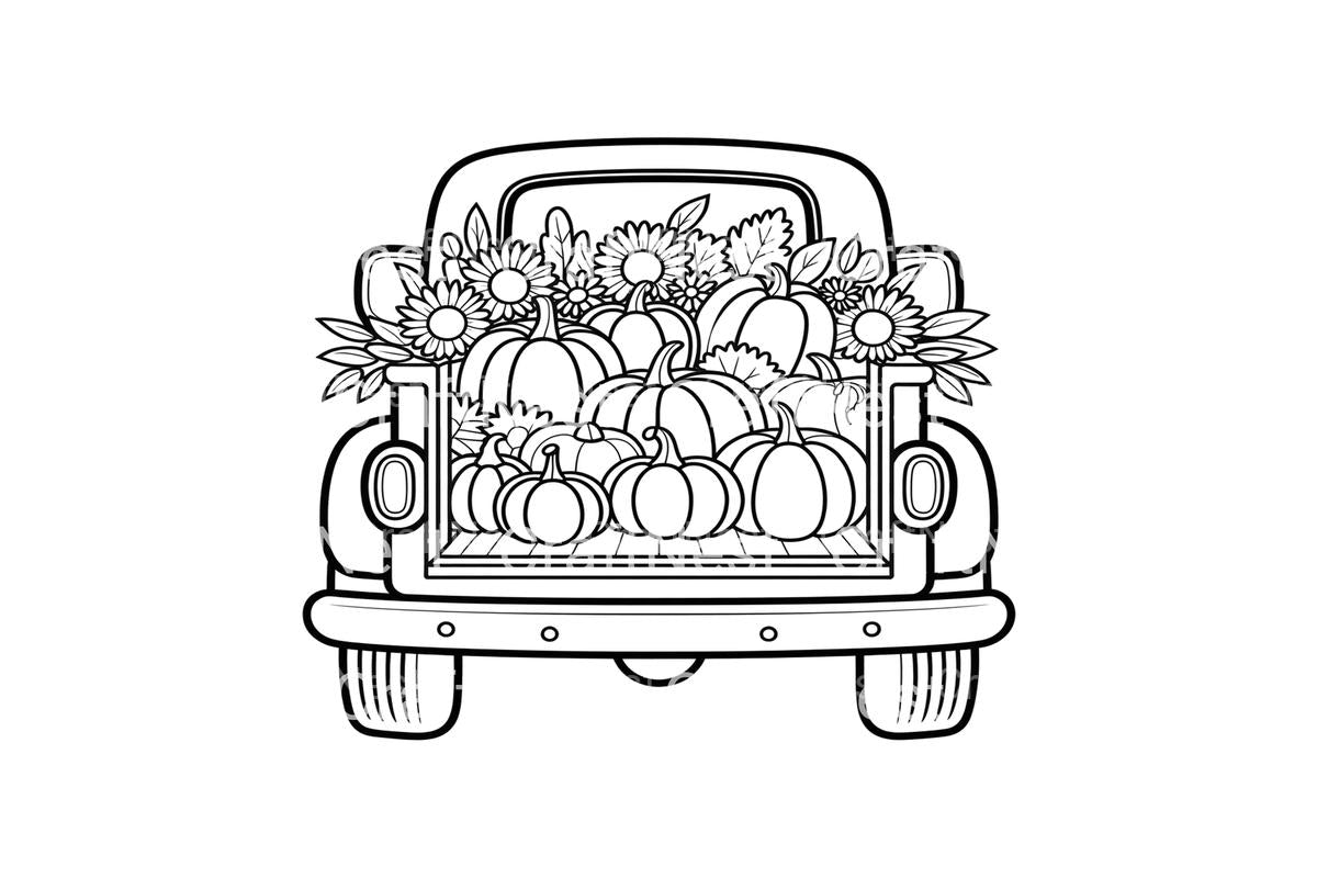 Fall Truck with Pumpkins Coloring Books