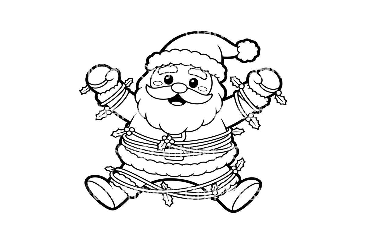 Santa Claus Stuck in Christmas Lights Coloring Books