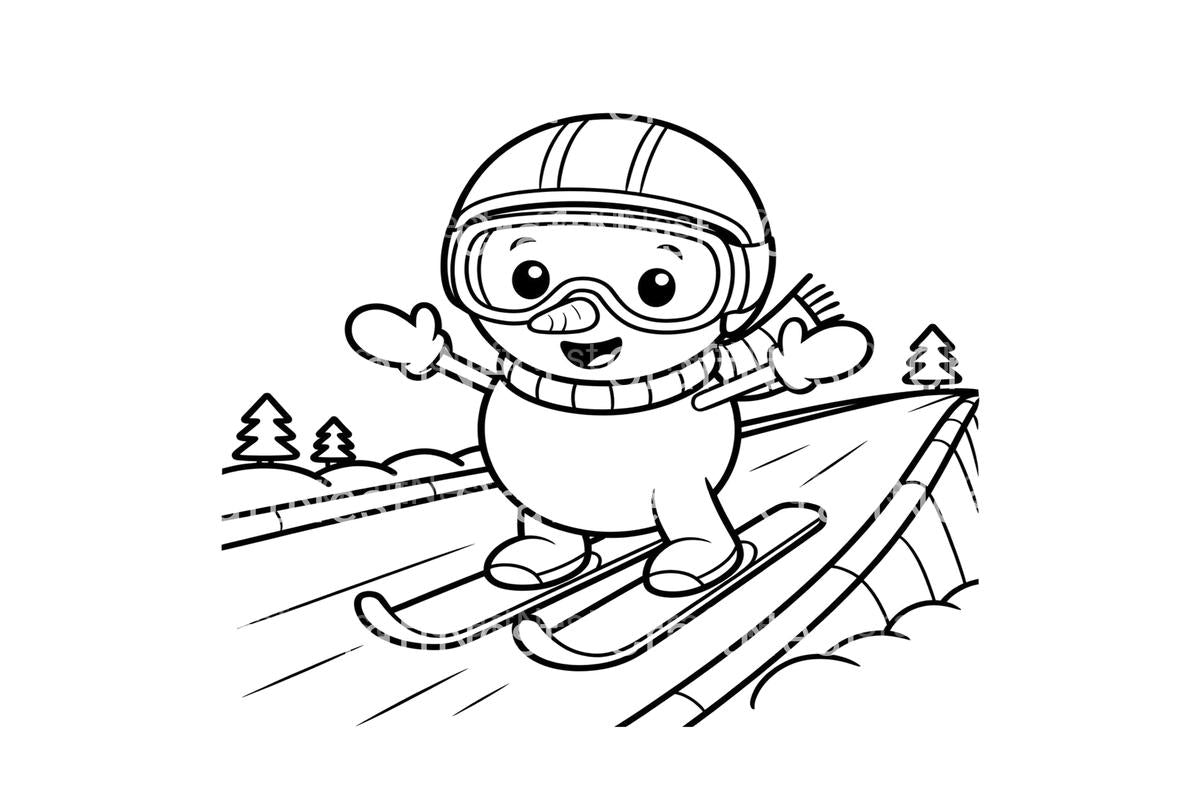 Snowman and Skier Winter Coloring Books