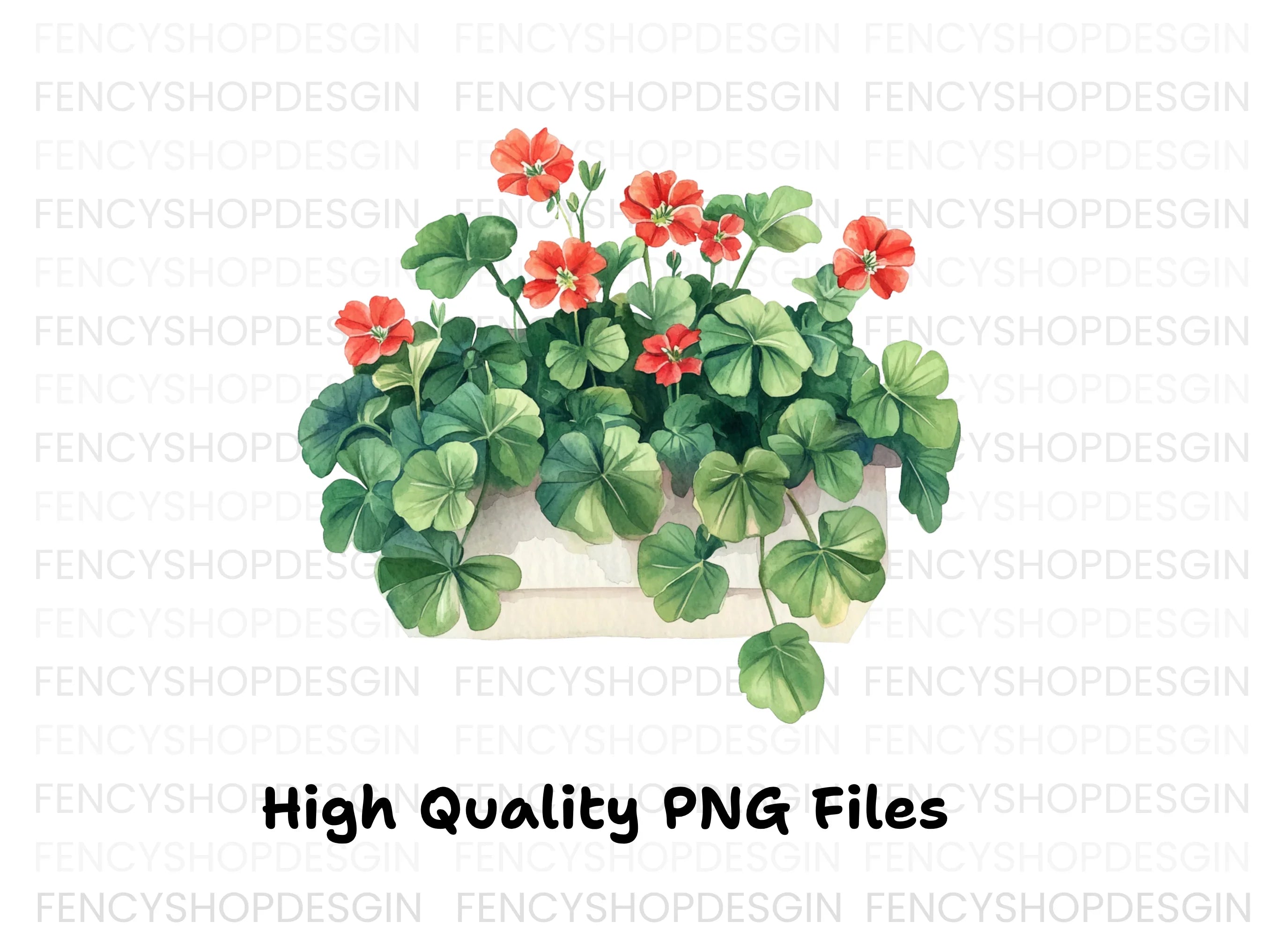 Geraniums in Pots Clipart Bundle