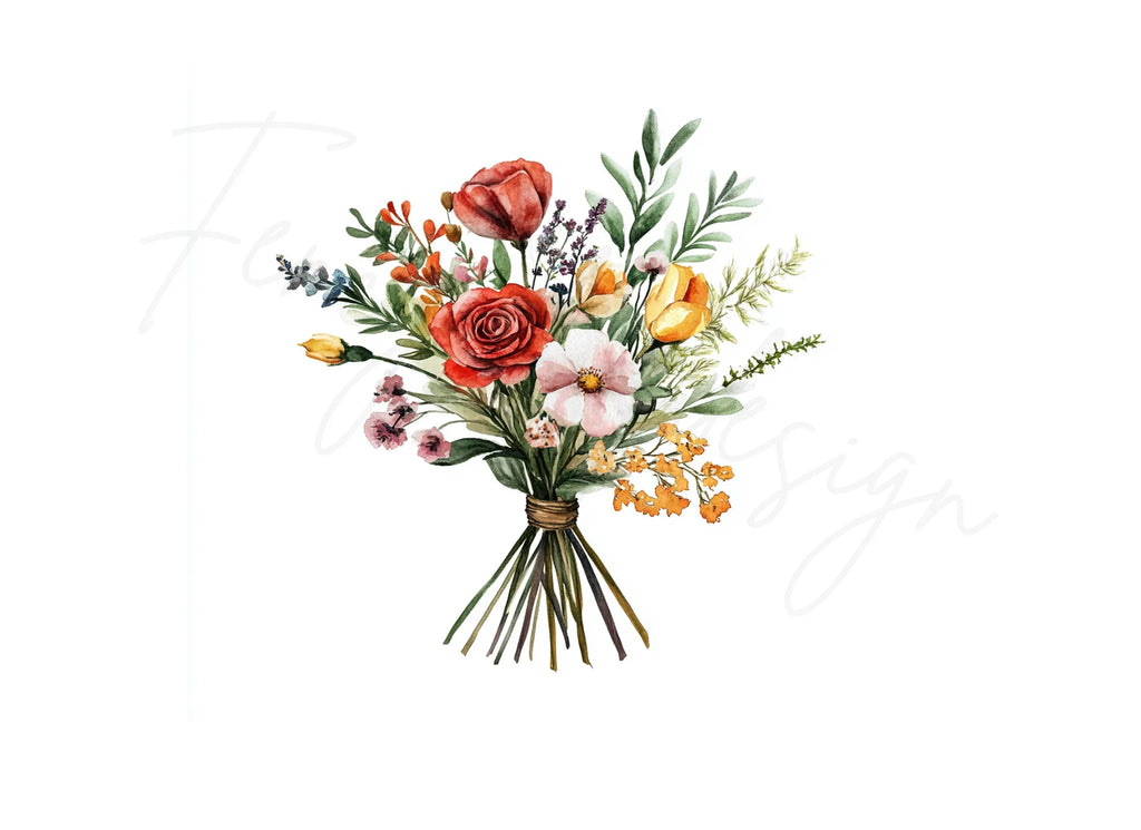 Rustic Flower Bouquets Clipart Bundle