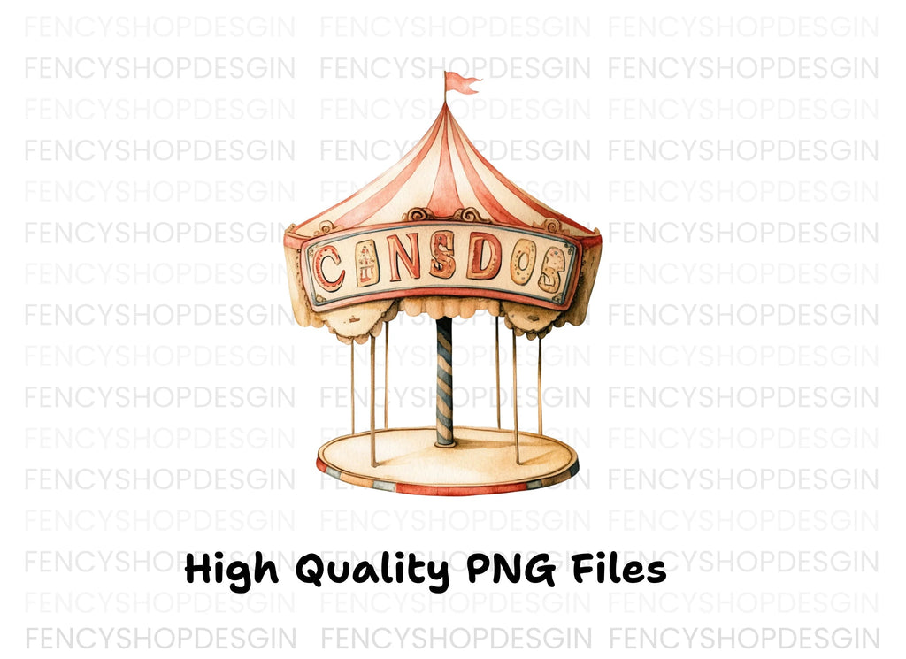 Vintage Circus Carousel Clipart Bundle