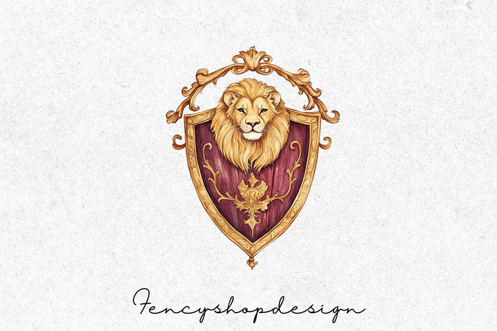 Regal Lion Crests Shields Clipart Bundle