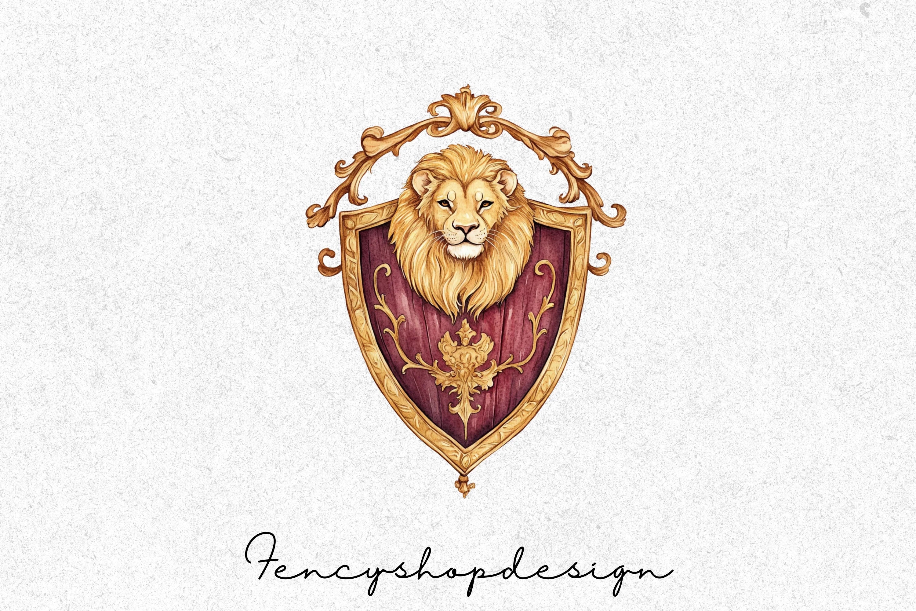 Regal Lion Crests Shields Clipart Bundle