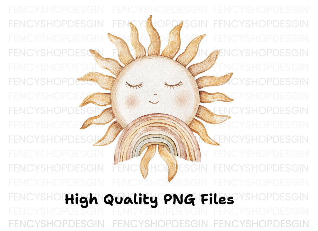 Boho Sun and Rainbow Clipart Bundle