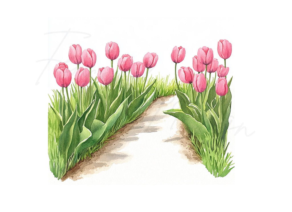 Tulip Garden Path Clipart Bundle