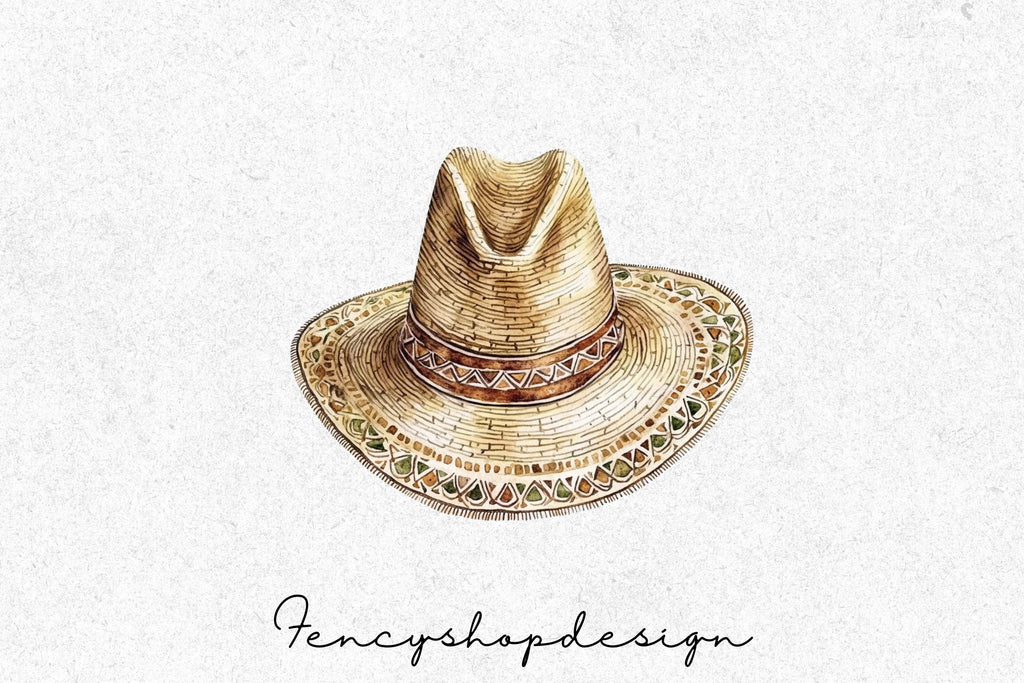 Boho Cowboy Hats Clipart Bundle