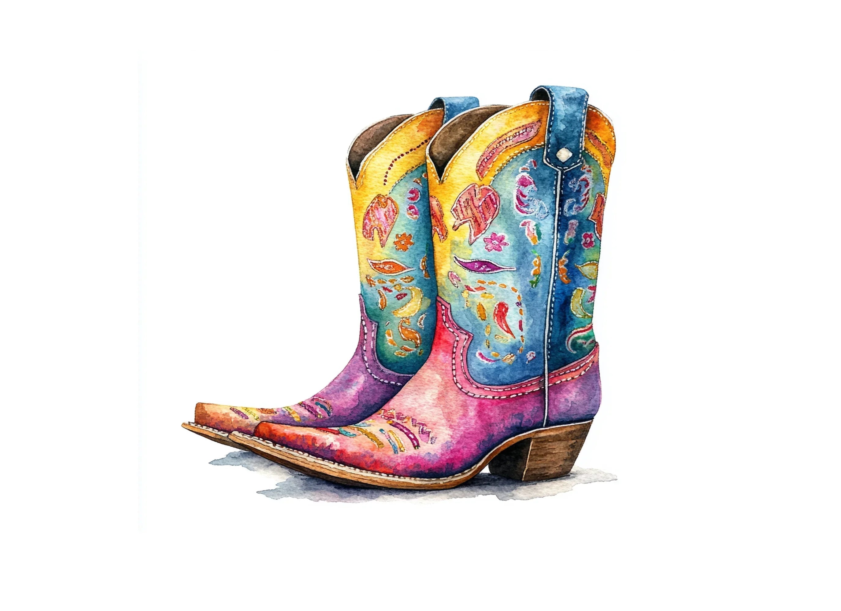 Boho Cowboy Boots Clipart Bundle