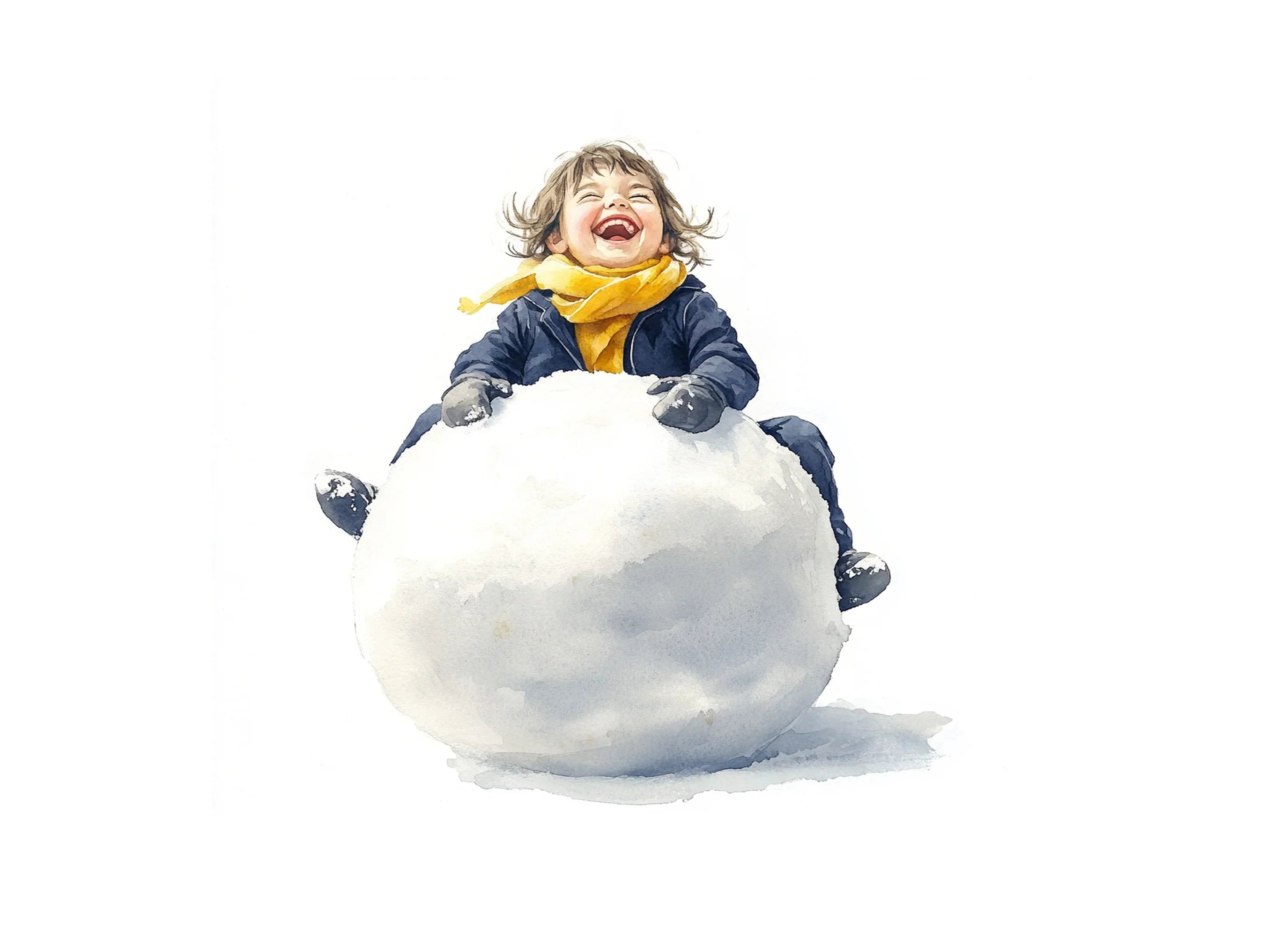 Joyful Kids Making Snowman Clipart Bundle